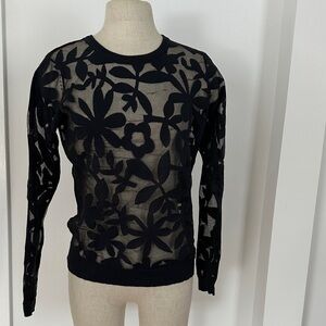 Willow & Clay Black Floral Mesh Top